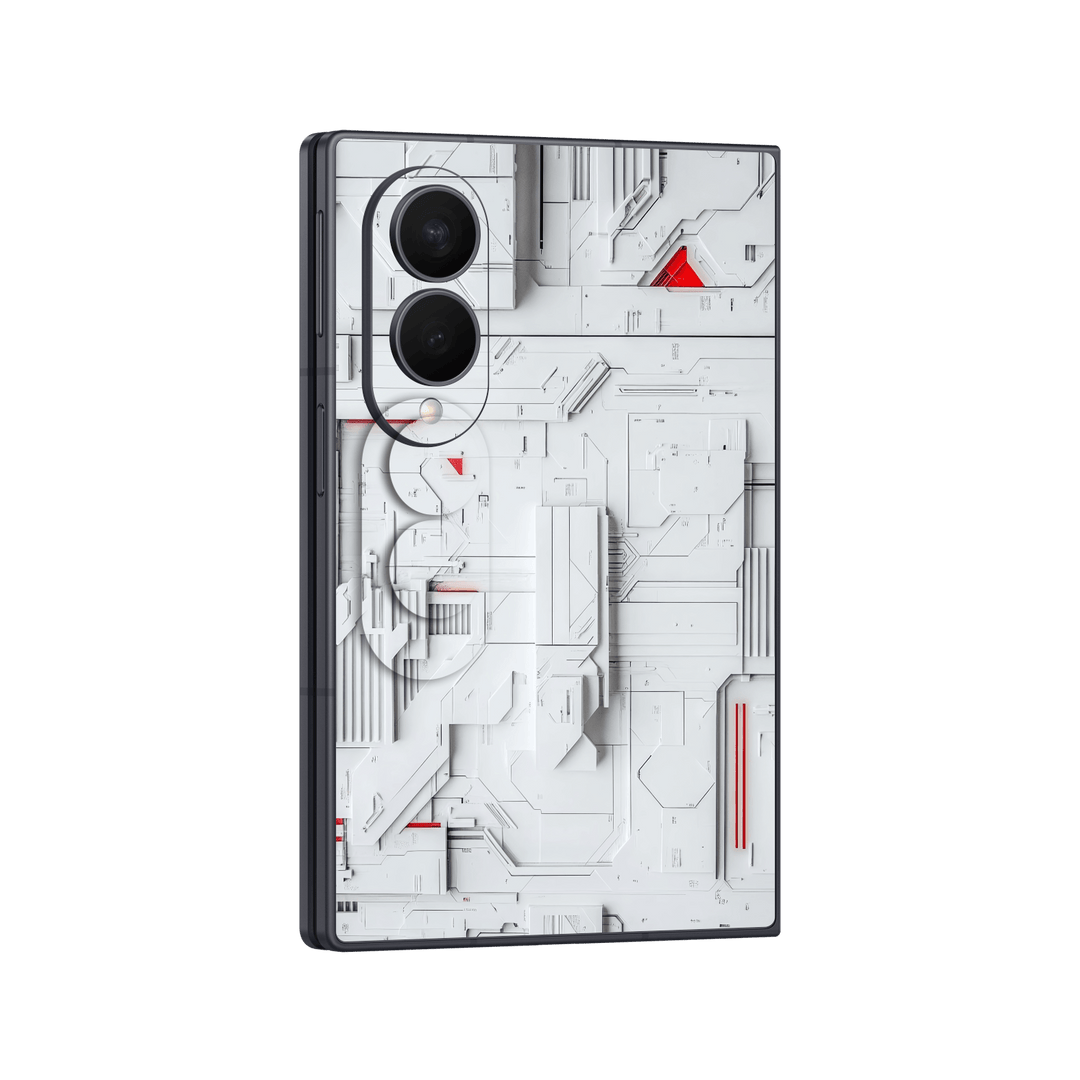Galaxy Z FOLD 8 Print Printed Custom SIGNATURE Interstellar White Spaceship Skin Wrap Sticker Decal Cover Protector by QSKINZ | QSKINZ.COM