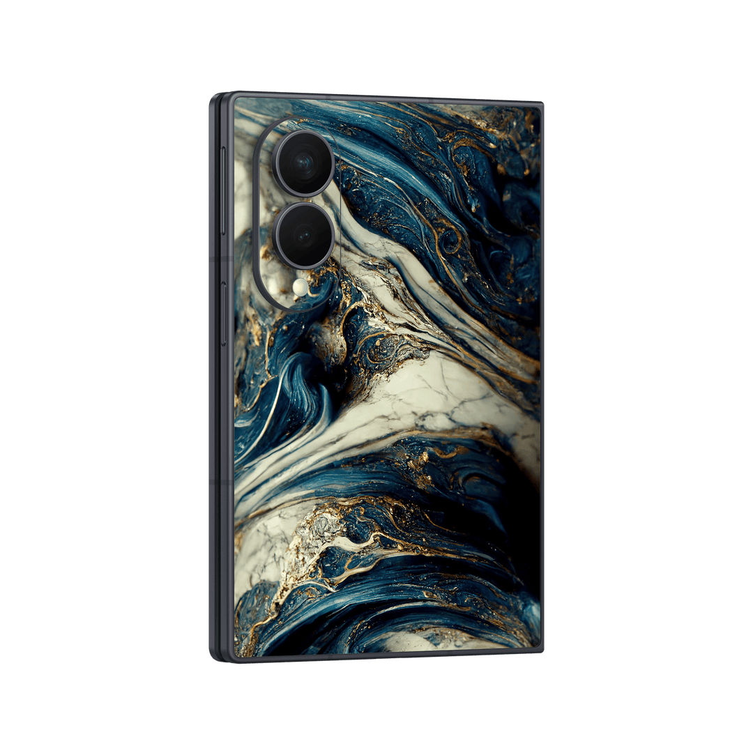 Galaxy Z FOLD 8 Printed Custom SIGNATURE Agate Geode Naia Ocean Blue Stone Skin Wrap Sticker Decal Cover Protector by QSKINZ | qskinz.com