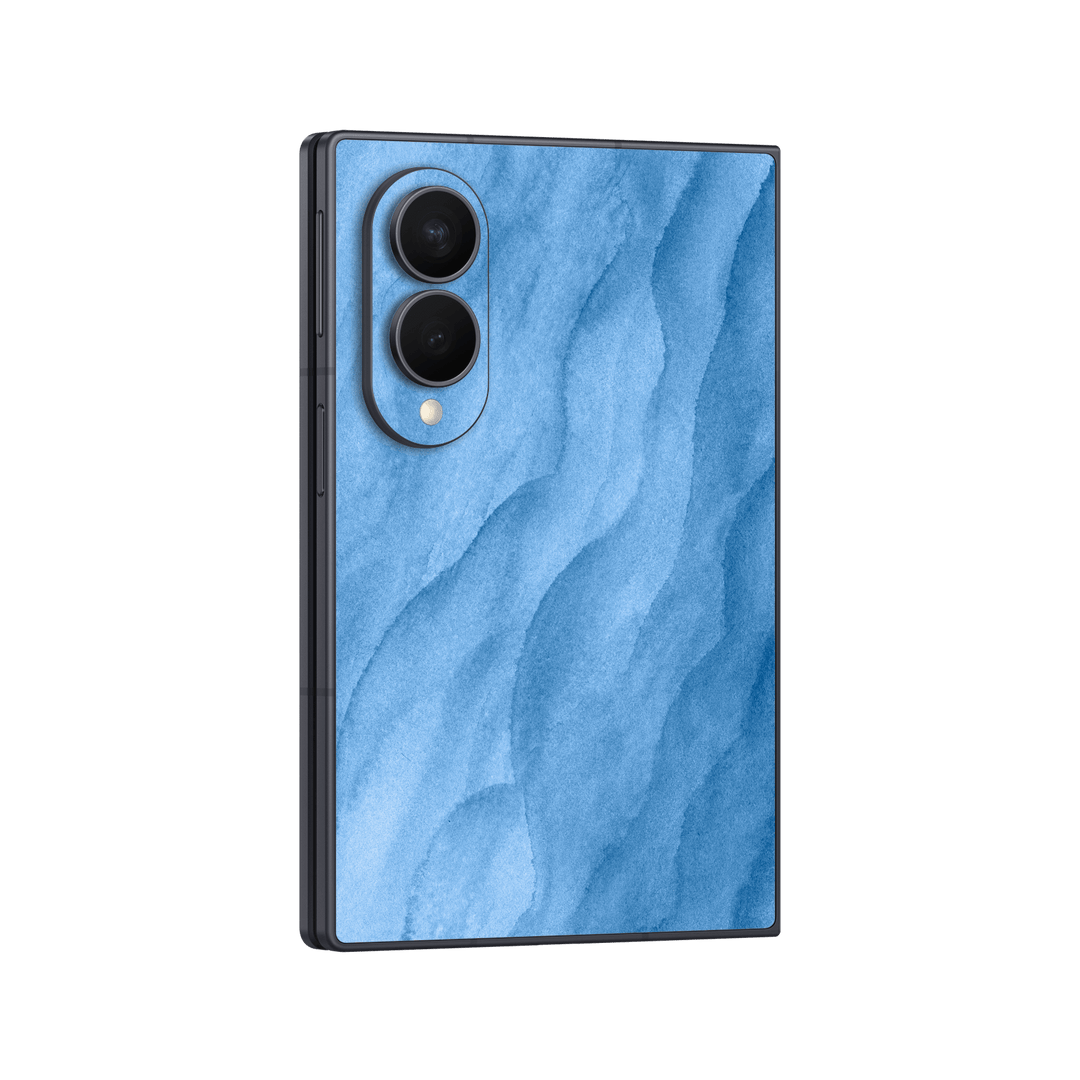 Galaxy Z FOLD 8 Printed Custom SIGNATURE "Glacier Veil" Glacier Light Blue Watercolour Wash Skin Wrap Sticker Decal Cover Protector by QSKINZ | QSKINZ.COM