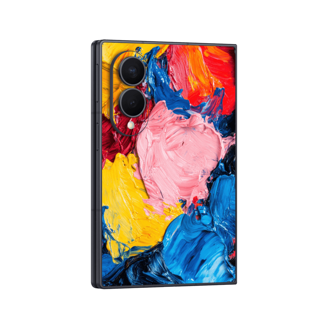 Galaxy Z FOLD 8 Printed Custom SIGNATURE "Palette Vivante" Multicolour Abstract Oil Paint Brushstroke Skin Wrap Sticker Decal Cover Protector by QSKINZ | QSKINZ.COM