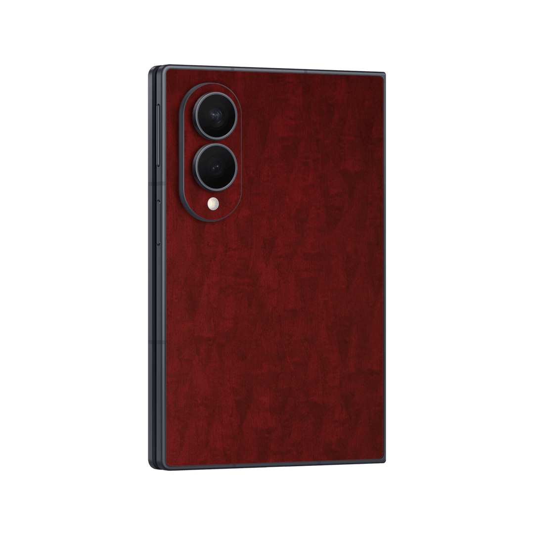 Galaxy Z FOLD 8 Scarlet Red Wood Wooden Satin Skin Wrap Sticker Decal Cover Protector by QSKINZ | qskinz.com