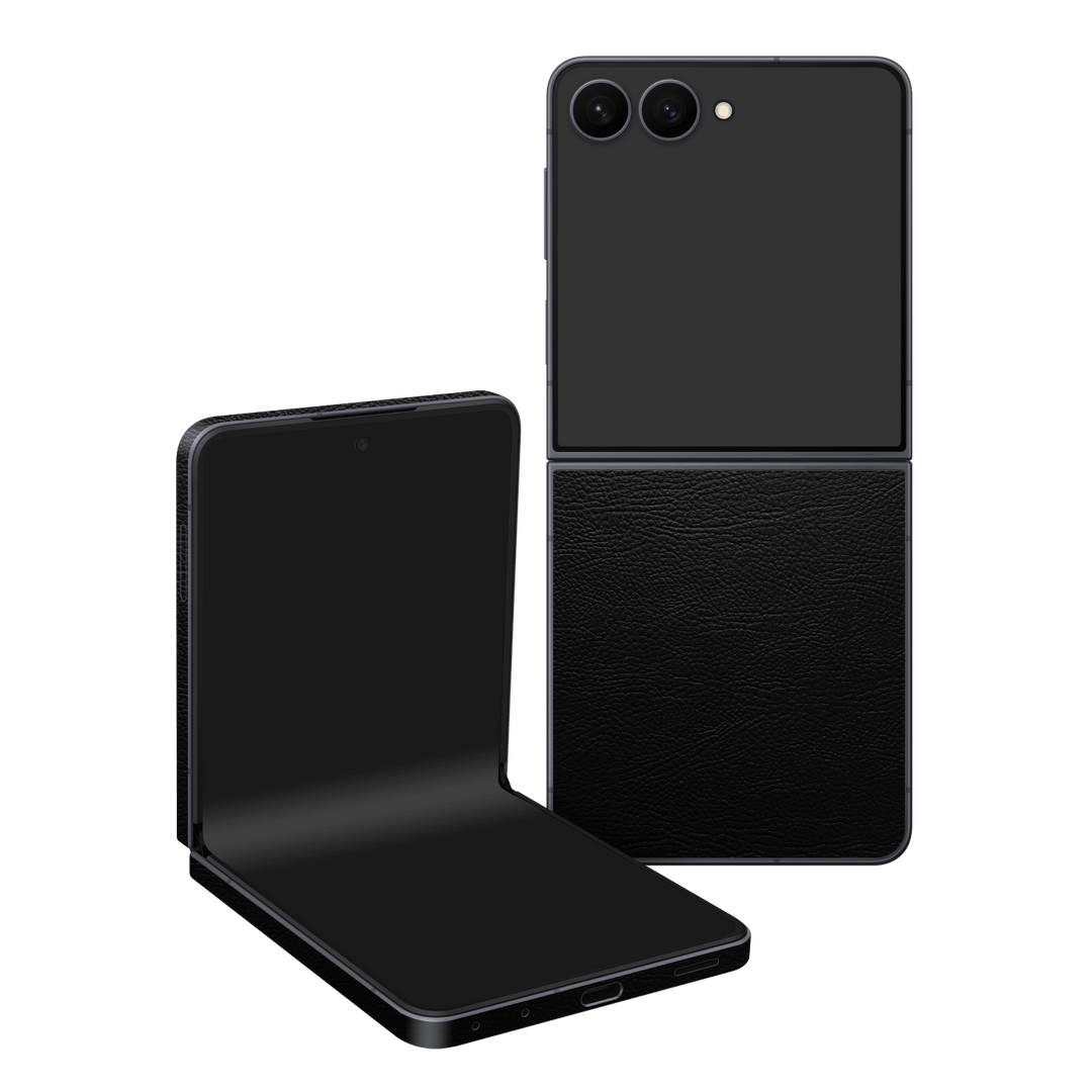 Galaxy Z Flip 8 Luxuria BLACK LEATHER Riders Skin Wrap Sticker Decal Cover Protector by QSKINZ | qskinz.com