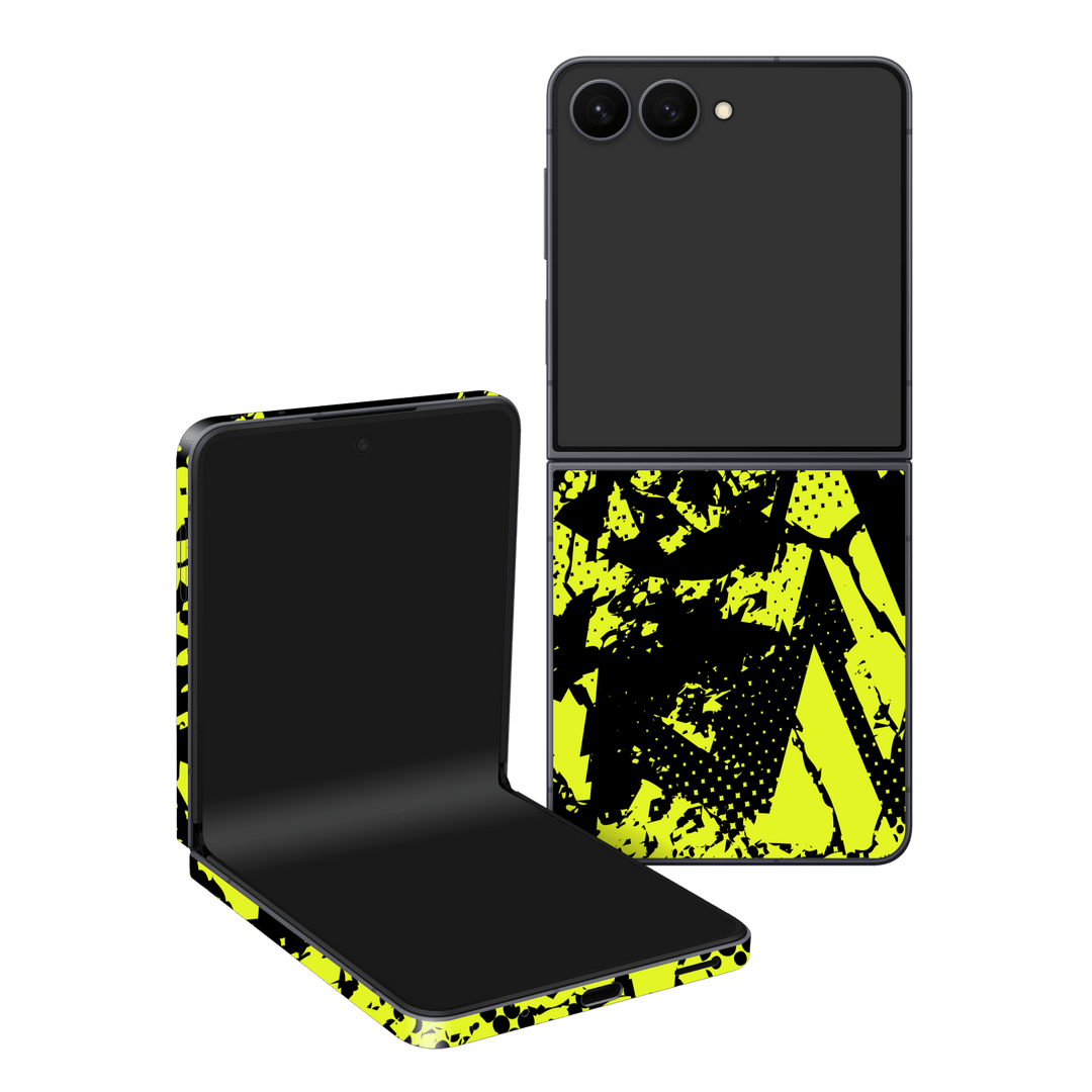 Galaxy Z Flip 8 Print Printed Custom SIGNATURE Grunge Yellow Green Trace Skin Wrap Sticker Decal Cover Protector by QSKINZ | QSKINZ.COM
