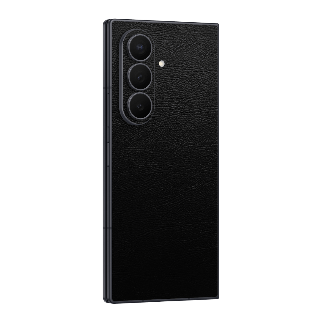 Galaxy Z Fold 8 ULTRA Luxuria BLACK LEATHER Riders Skin Wrap Sticker Decal Cover Protector by QSKINZ | qskinz.com