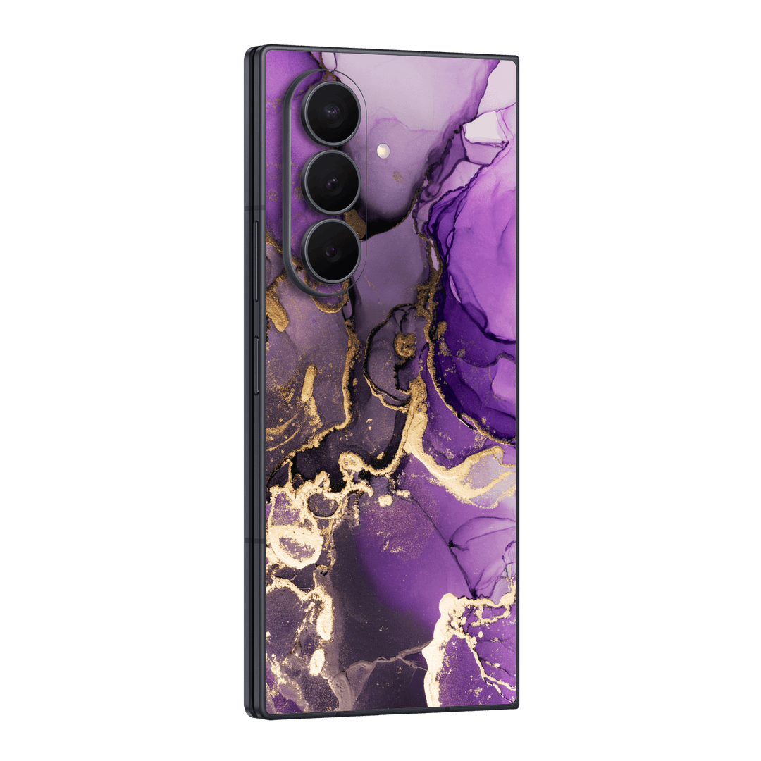 Galaxy Z Fold 8 ULTRA Print Printed Custom SIGNATURE AGATE GEODE Purple-Gold Skin Wrap Sticker Decal Cover Protector by QSKINZ | qskinz.com