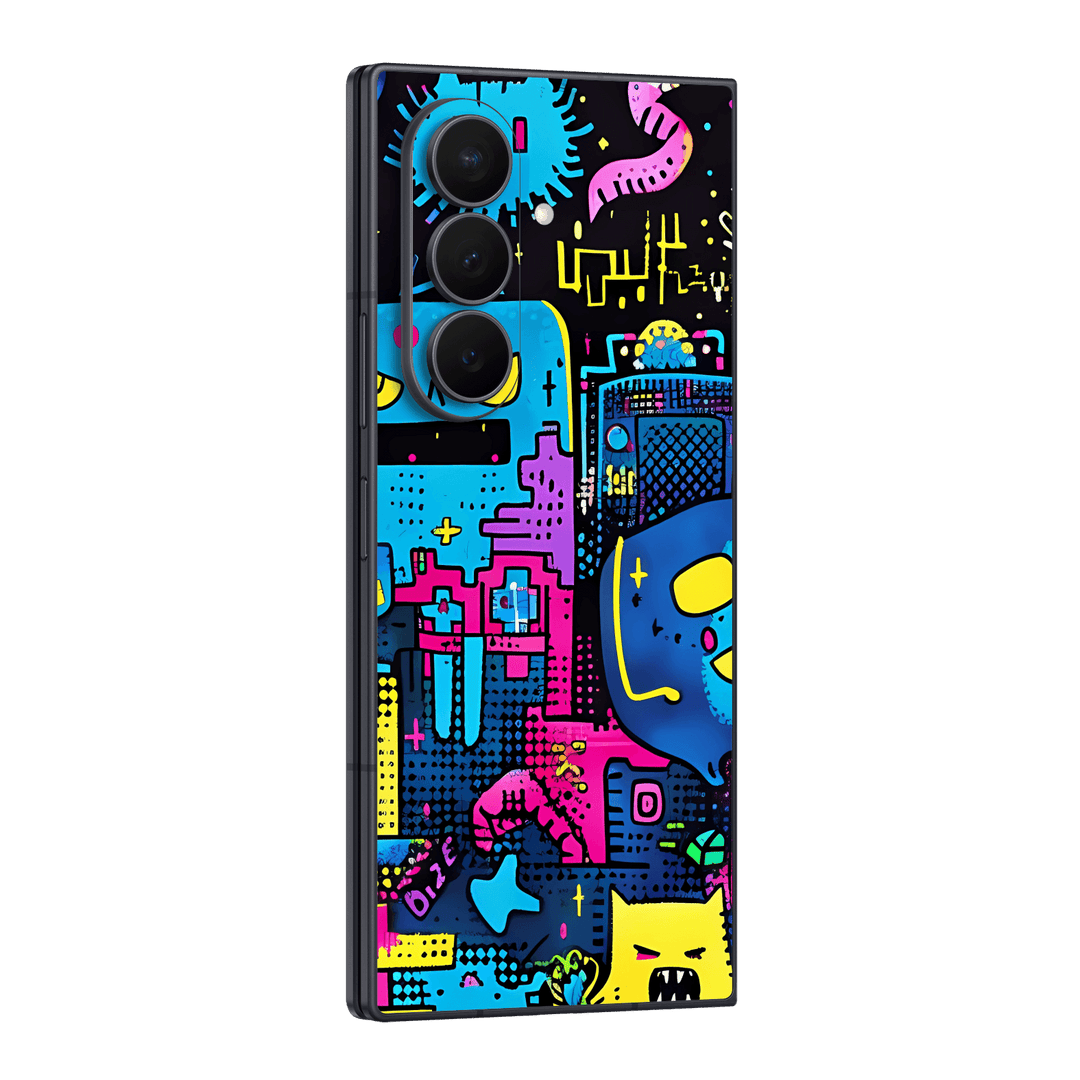 Galaxy Z Fold 8 ULTRA Print Printed Custom SIGNATURE Arcade Rave Gaming Gamer Pixel Skin Wrap Sticker Decal Cover Protector by QSKINZ | QSKINZ.COM