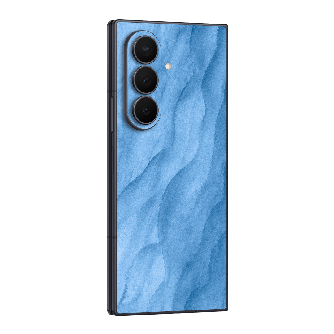 Galaxy Z Fold 8 ULTRA Printed Custom SIGNATURE "Glacier Veil" Glacier Light Blue Watercolour Wash Skin Wrap Sticker Decal Cover Protector by QSKINZ | QSKINZ.COM