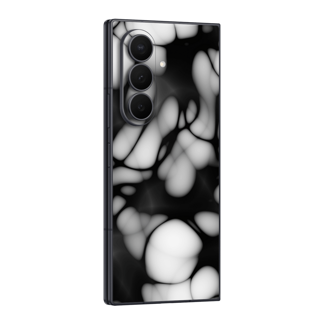 Galaxy Z Fold 8 ULTRA Printed Custom SIGNATURE “Moonpebble” Monochrome Black & White Pebble Abstract Skin Wrap Sticker Decal Cover Protector by QSKINZ | QSKINZ.COM