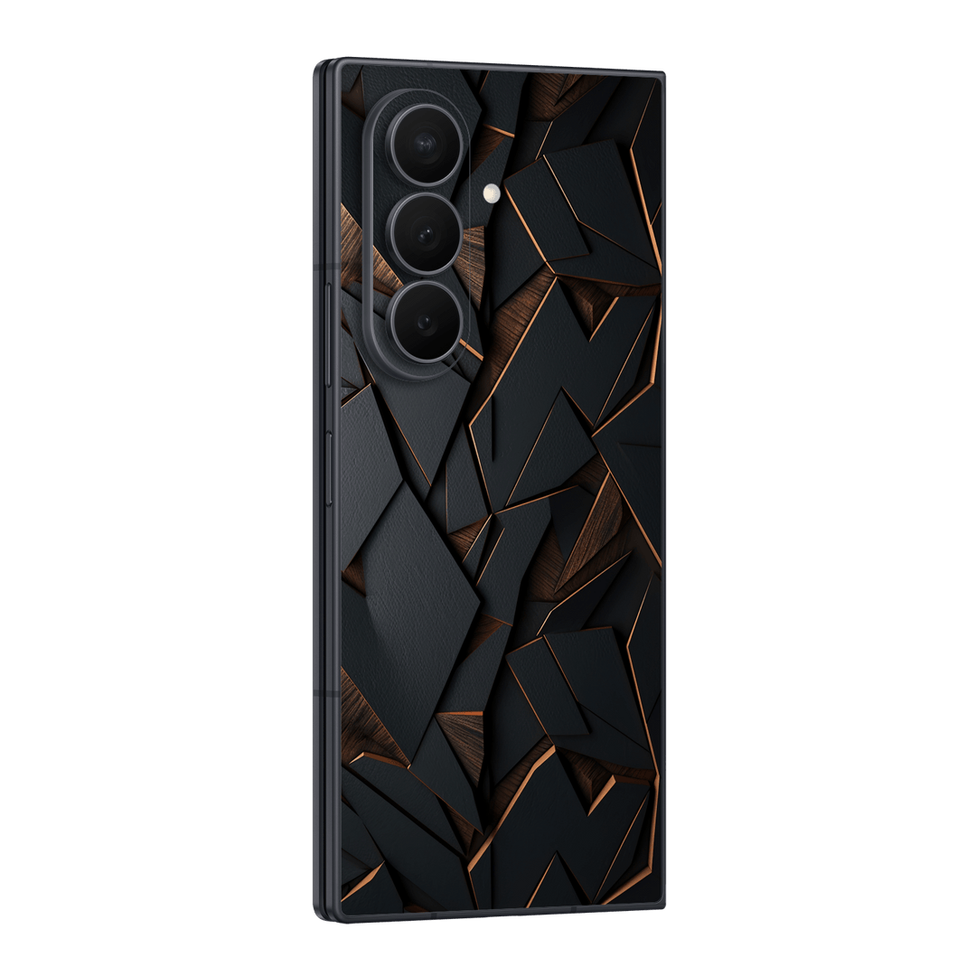 Galaxy Z Fold 8 ULTRA Printed Custom SIGNATURE “Nightcore” Midnight Black & Bronze Geometric Skin Wrap Sticker Decal Cover Protector by QSKINZ | QSKINZ.COM