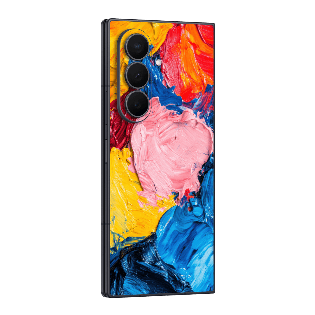 Galaxy Z Fold 8 ULTRA Printed Custom SIGNATURE "Palette Vivante" Multicolour Abstract Oil Paint Brushstroke Skin Wrap Sticker Decal Cover Protector by QSKINZ | QSKINZ.COM
