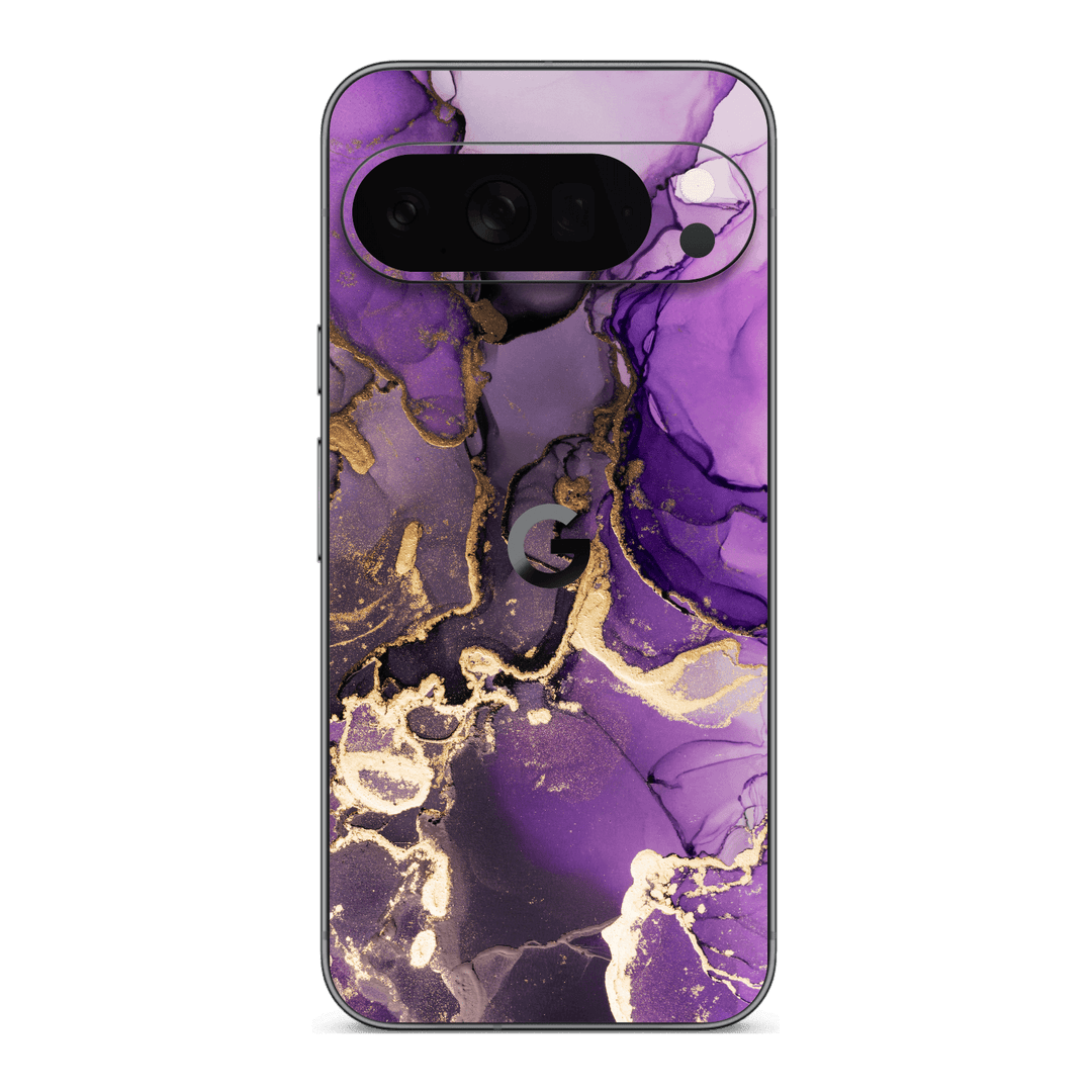 Google Pixel 10 PRO Print Printed Custom SIGNATURE AGATE GEODE Purple-Gold Skin Wrap Sticker Decal Cover Protector by QSKINZ | qskinz.com