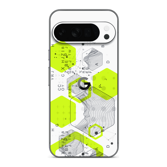Google Pixel 10 PRO Printed Custom SIGNATURE “Neural Realm” AI Science Green & White Skin Wrap Sticker Decal Cover Protector by QSKINZ | QSKINZ.COM