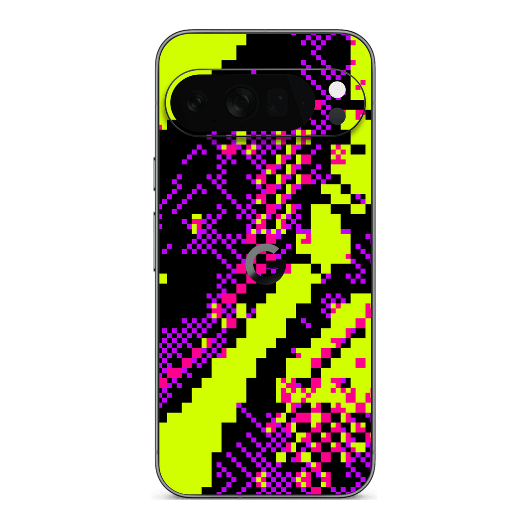 Google Pixel 10 Pro XL Custom Printed SIGNATURE “Neonix” Purple Green Pixelated Skin Wrap Sticker Decal Cover Protector by QSKINZ | QSKINZ.COM