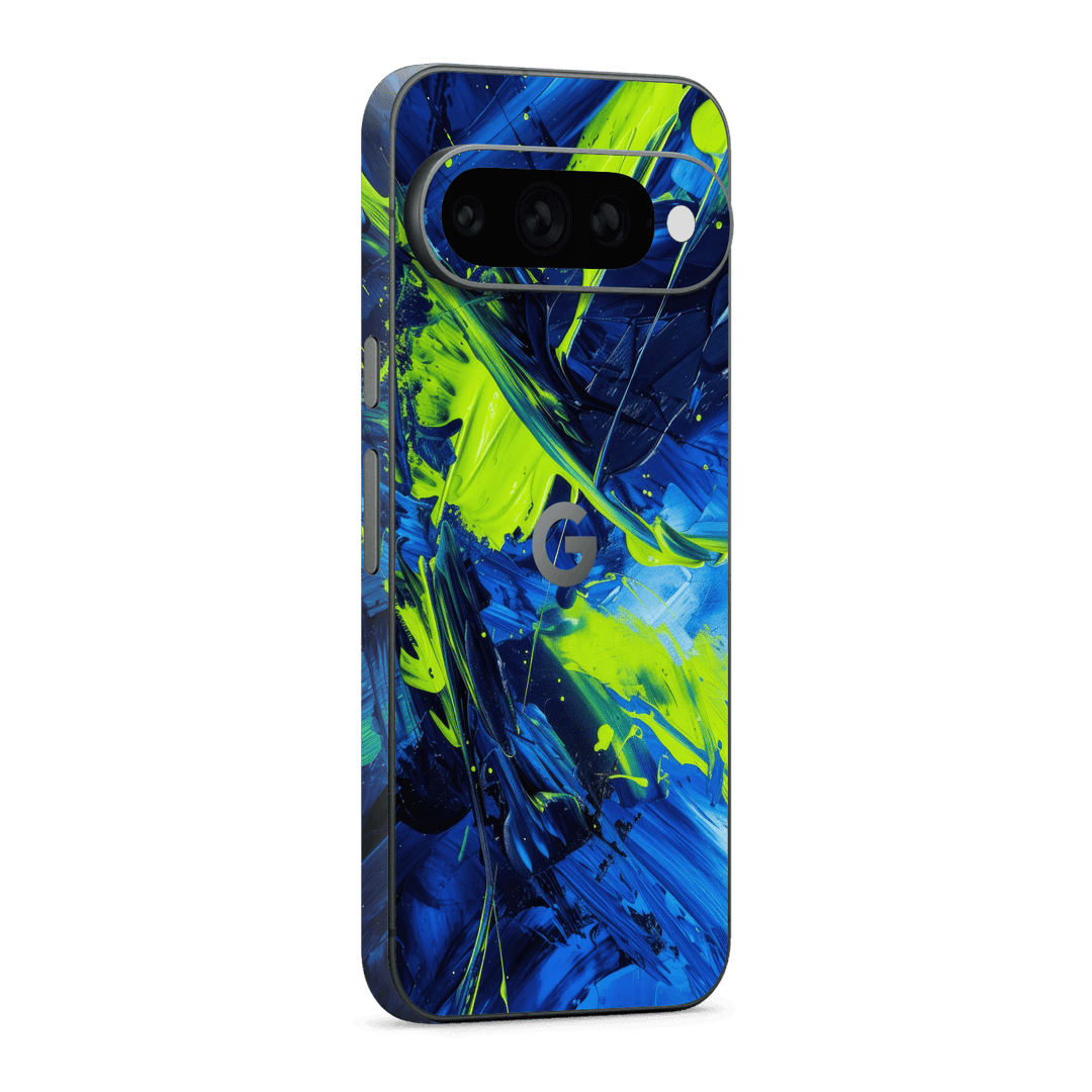 Google Pixel 11 Print Printed Custom SIGNATURE Glowquatic Neon Yellow Green Blue Skin Wrap Sticker Decal Cover Protector by QSKINZ | QSKINZ.COM