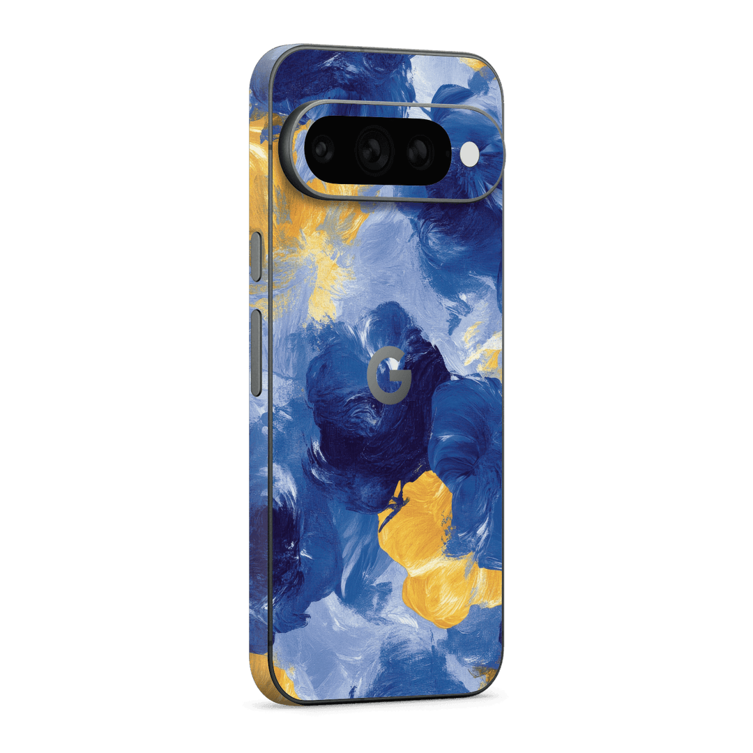Google Pixel 11 Printed Custom SIGNATURE "Bleu d'Arles" Blue and Yellow Abstract Oil Painting Brushstroke Skin Wrap Sticker Decal Cover Protector by QSKINZ | QSKINZ.COM