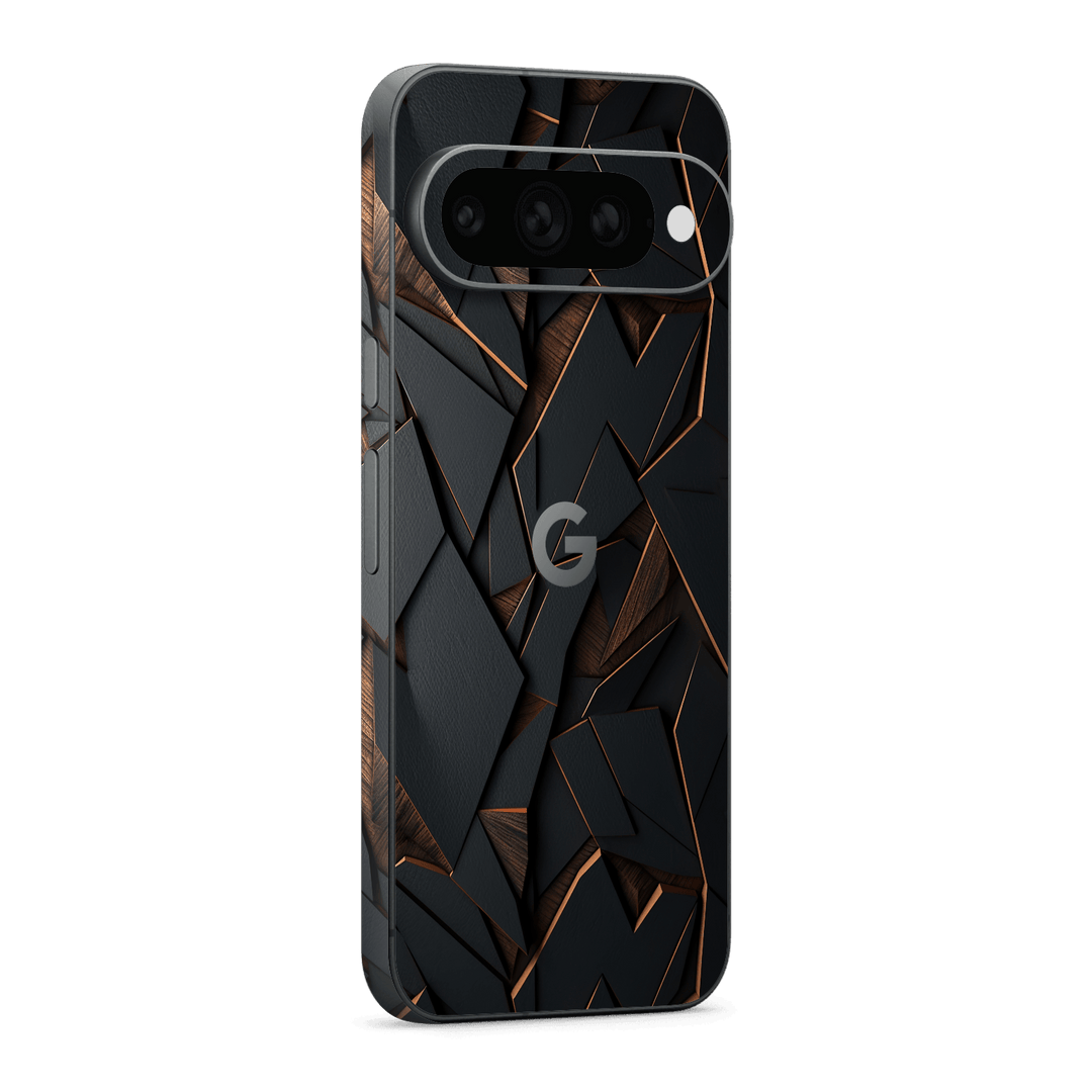 Google Pixel 11 Printed Custom SIGNATURE “Nightcore” Midnight Black & Bronze Geometric Skin Wrap Sticker Decal Cover Protector by QSKINZ | QSKINZ.COM