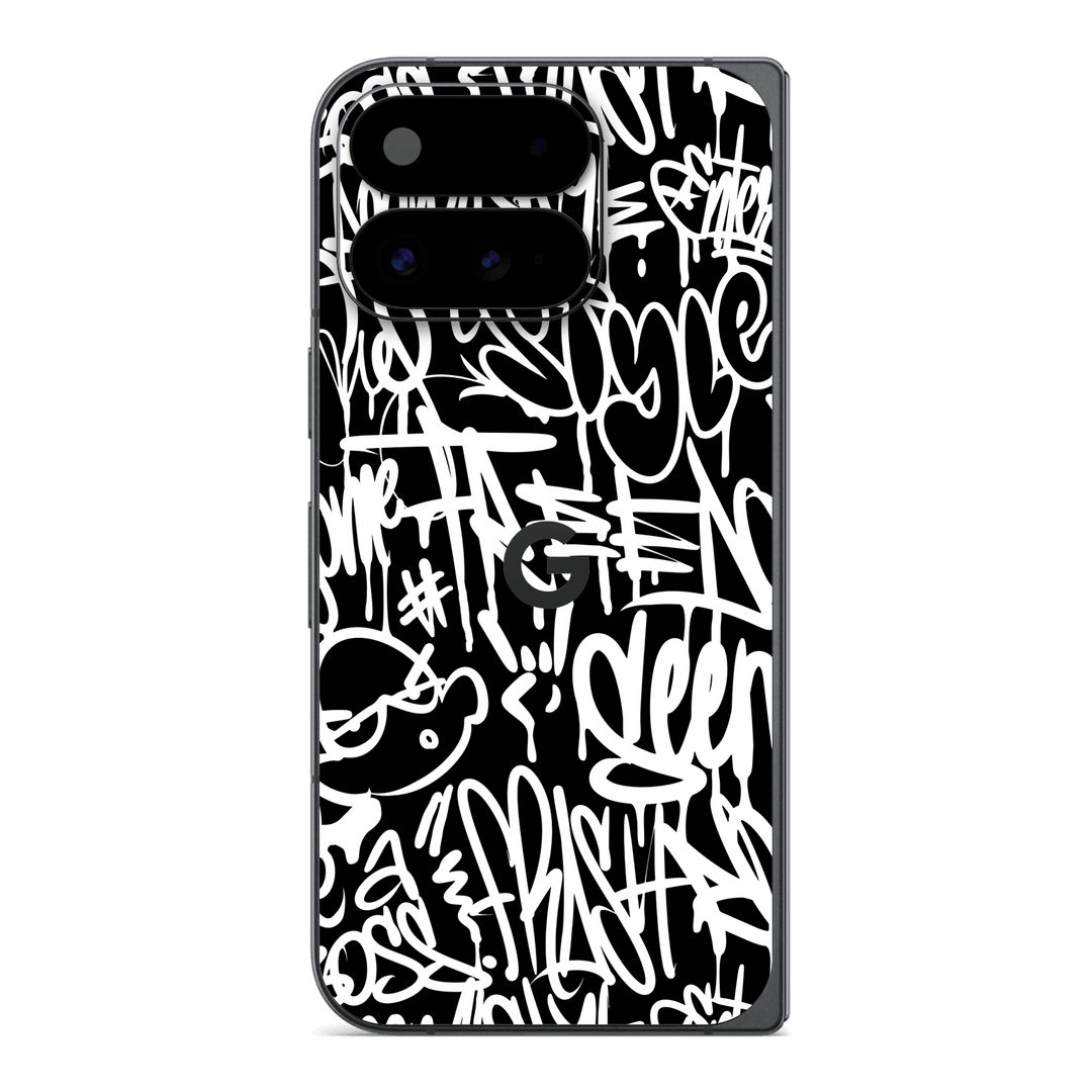 Google Pixel 11 Pro FOLD Print Printed Custom SIGNATURE Monochrome Black and WhiteGraffiti Skin Wrap Sticker Decal Cover Protector by QSKINZ | qskinz.com