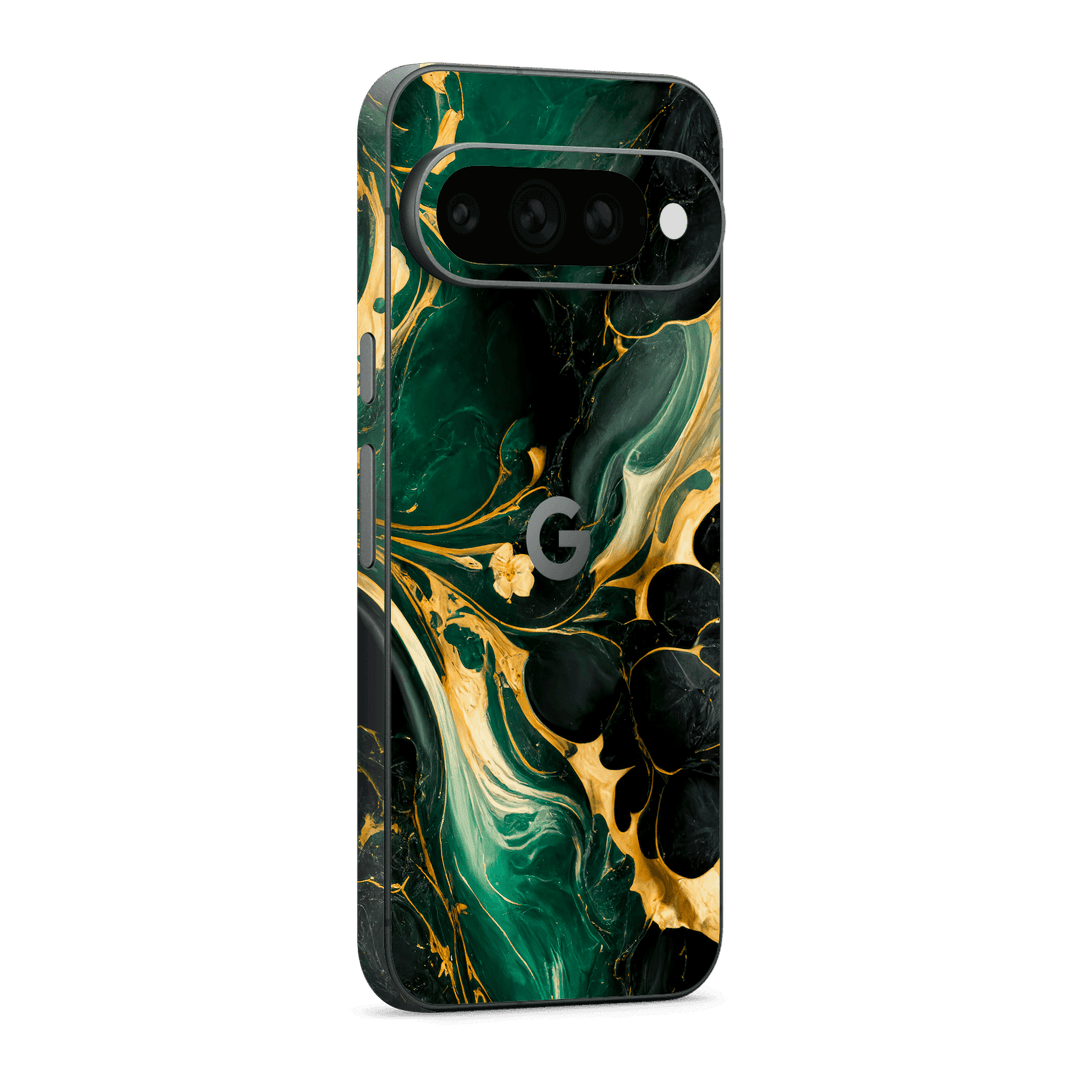 Google Pixel 11 Pro XL Print Printed Custom SIGNATURE Agate Geode Royal Green Gold Skin Wrap Sticker Decal Cover Protector by QSKINZ | qskinz.com