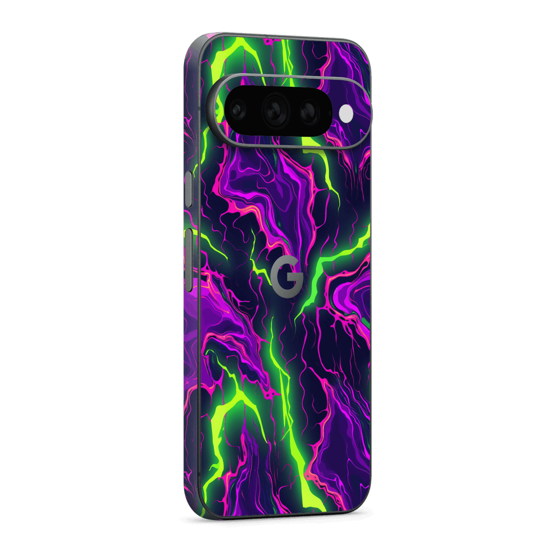 Google Pixel 11 Pro XL Print Printed Custom SIGNATURE Twisterra Twist Neon Purple Yellow Green Anime Skin Wrap Sticker Decal Cover Protector by QSKINZ | QSKINZ.COM