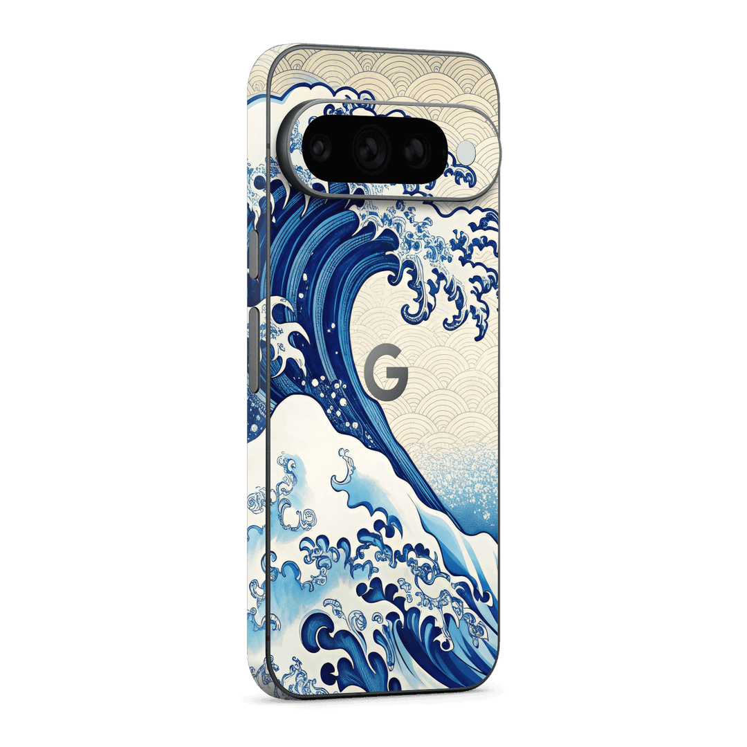 Google Pixel 11 Pro XL Printed Custom SIGNATURE "Kanagawa Blue" Japanese Great Wave Ocean Ukiyo-e Art Skin Wrap Sticker Decal Cover Protector by QSKINZ | QSKINZ.COM