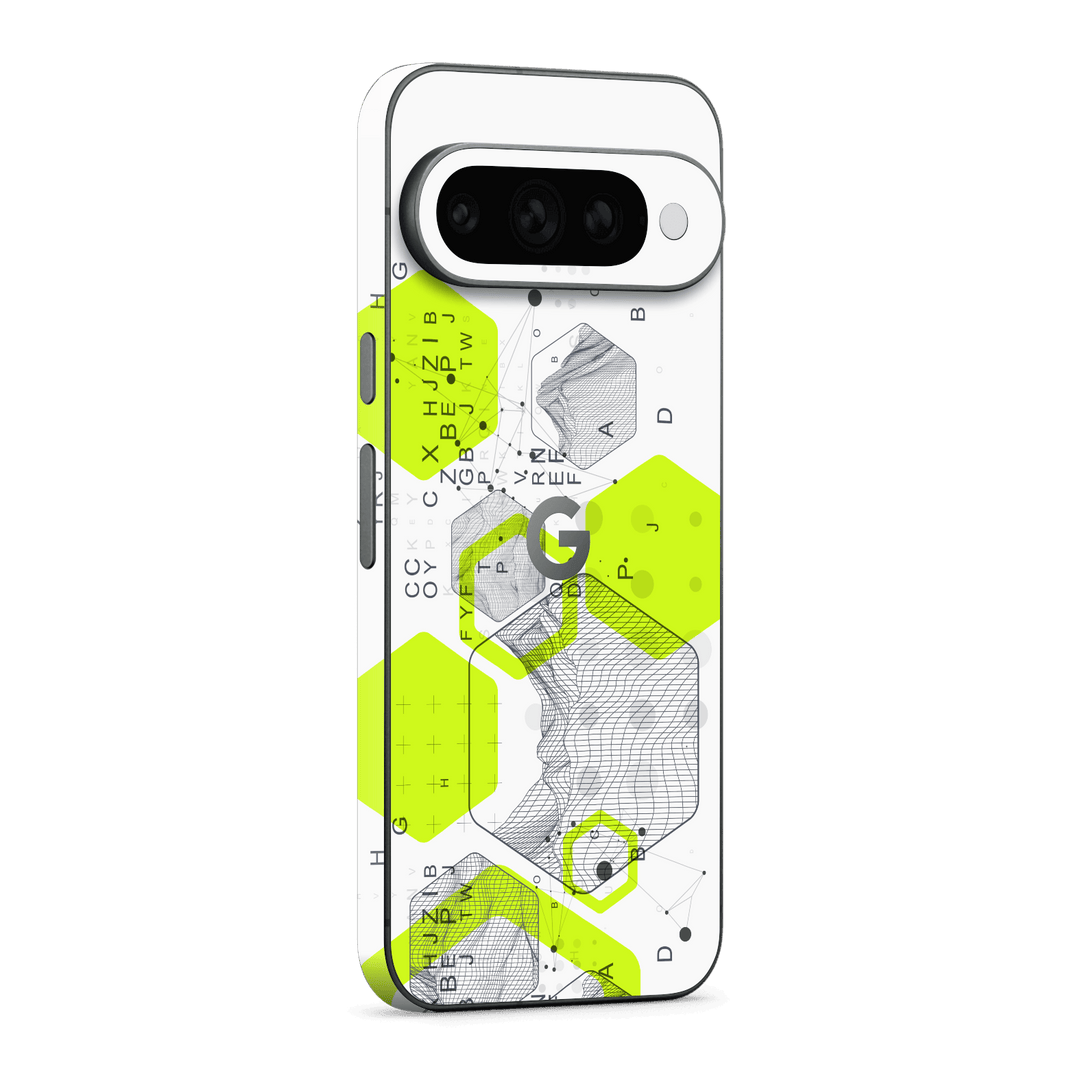 Google Pixel 11 Pro XL Printed Custom SIGNATURE “Neural Realm” AI Science Green & White Skin Wrap Sticker Decal Cover Protector by QSKINZ | QSKINZ.COM