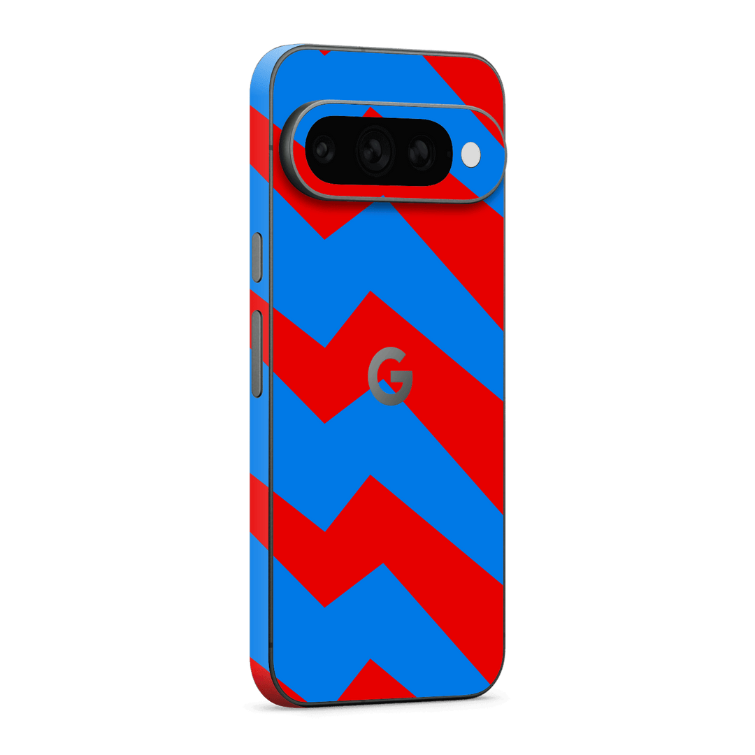 Google Pixel 11 Pro XL Printed Custom SIGNATURE “ZigPop Blue-Red” Bold Blue & Red Zigzag Geometric Skin Wrap Sticker Decal Cover Protector by QSKINZ | QSKINZ.COM