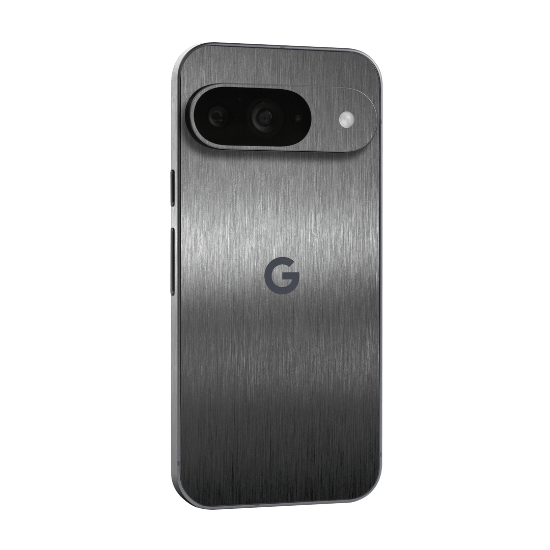 Google Pixel 9 Brushed Metal Titanium Metallic Skin Wrap Sticker Decal Cover Protector by QSKINZ | qskinz.com