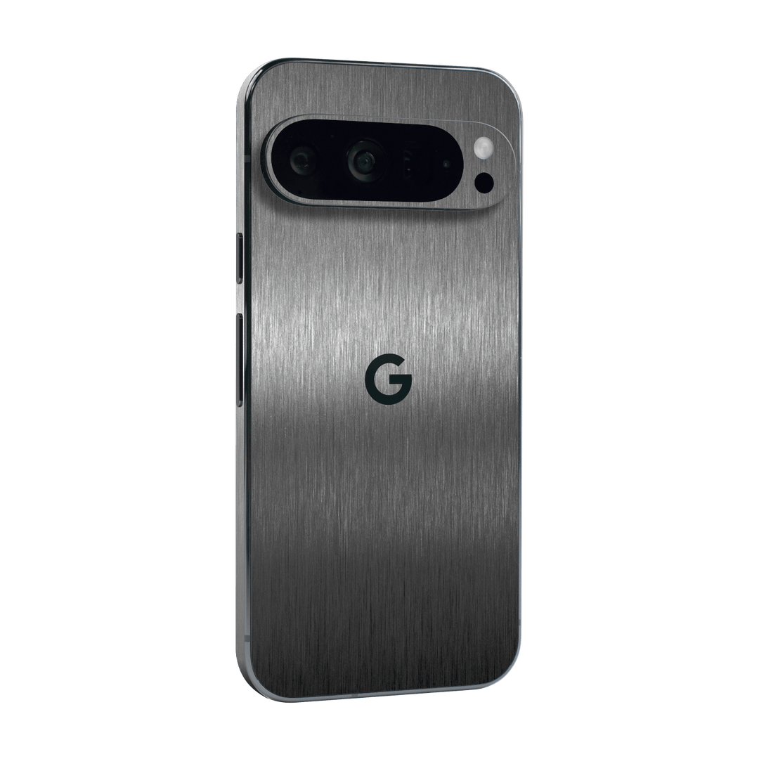 Google Pixel 9 PRO Brushed Metal Titanium Metallic Skin Wrap Sticker Decal Cover Protector by QSKINZ | qskinz.com