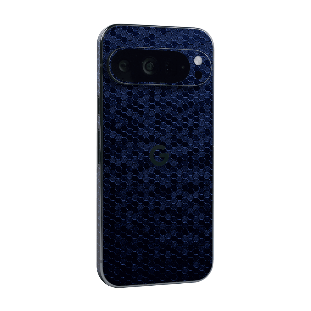 Google Pixel 9 PRO Luxuria Navy Blue Honeycomb 3D Textured Skin Wrap Sticker Decal Cover Protector by QSKINZ | qskinz.com