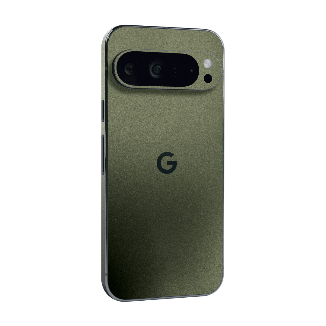 Google Pixel 9 PRO Military Green Metallic Skin Wrap Sticker Decal Cover Protector by QSKINZ | qskinz.com