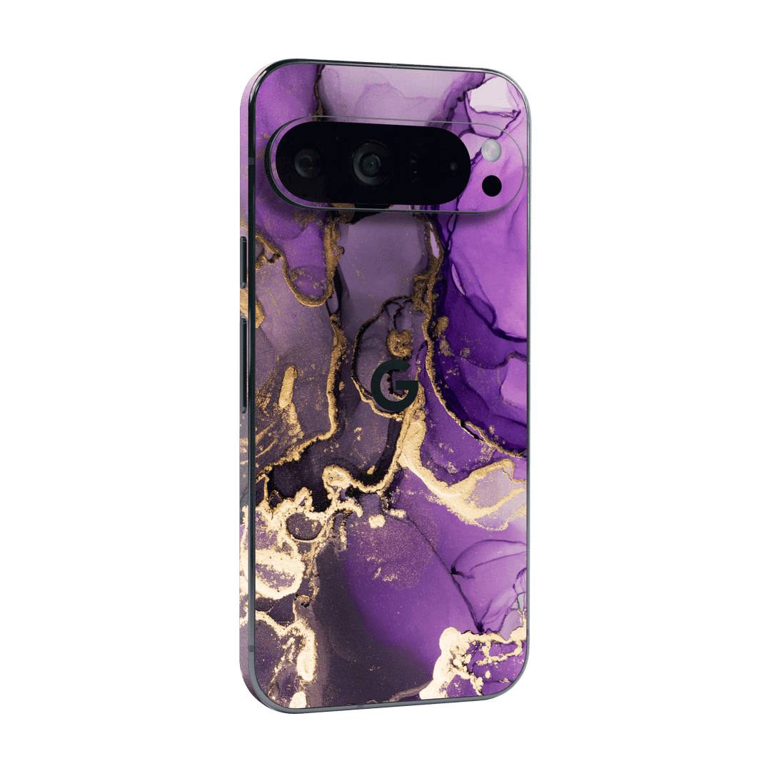 Google Pixel 9 PRO Print Printed Custom SIGNATURE AGATE GEODE Purple-Gold Skin Wrap Sticker Decal Cover Protector by QSKINZ | qskinz.com