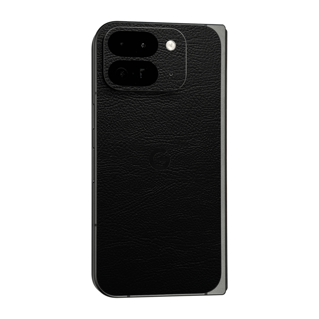 Google Pixel 9 Pro FOLD Luxuria BLACK LEATHER Riders Skin Wrap Sticker Decal Cover Protector by QSKINZ | qskinz.com