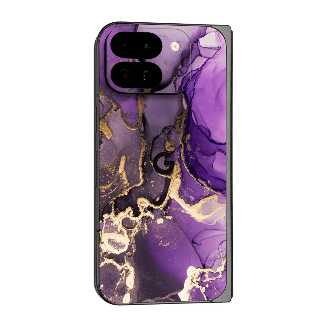 Google Pixel 9 Pro FOLD Print Printed Custom SIGNATURE AGATE GEODE Purple-Gold Skin Wrap Sticker Decal Cover Protector by QSKINZ | qskinz.com