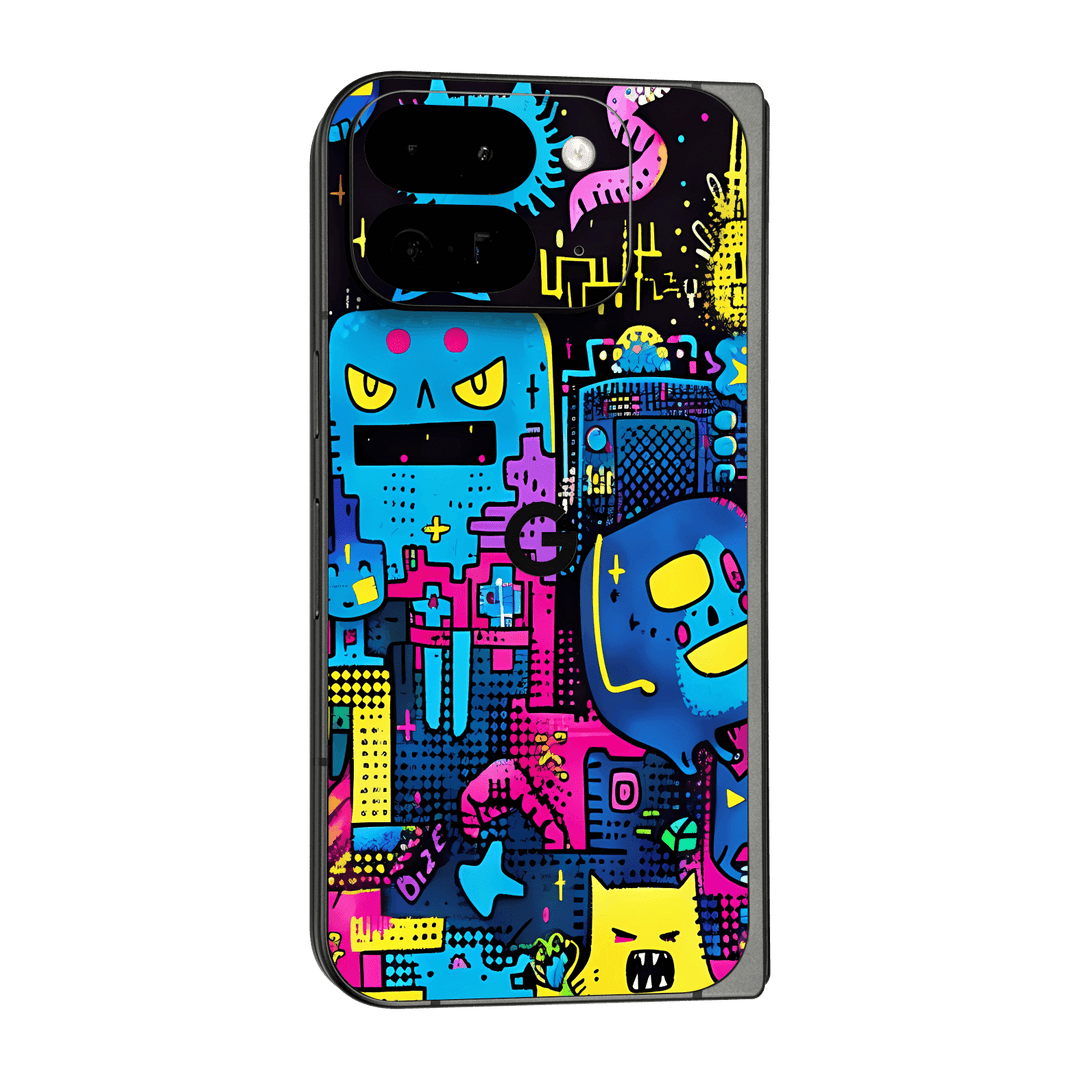 Google Pixel 9 Pro FOLD Print Printed Custom SIGNATURE Arcade Rave Gaming Gamer Pixel Skin Wrap Sticker Decal Cover Protector by QSKINZ | QSKINZ.COM