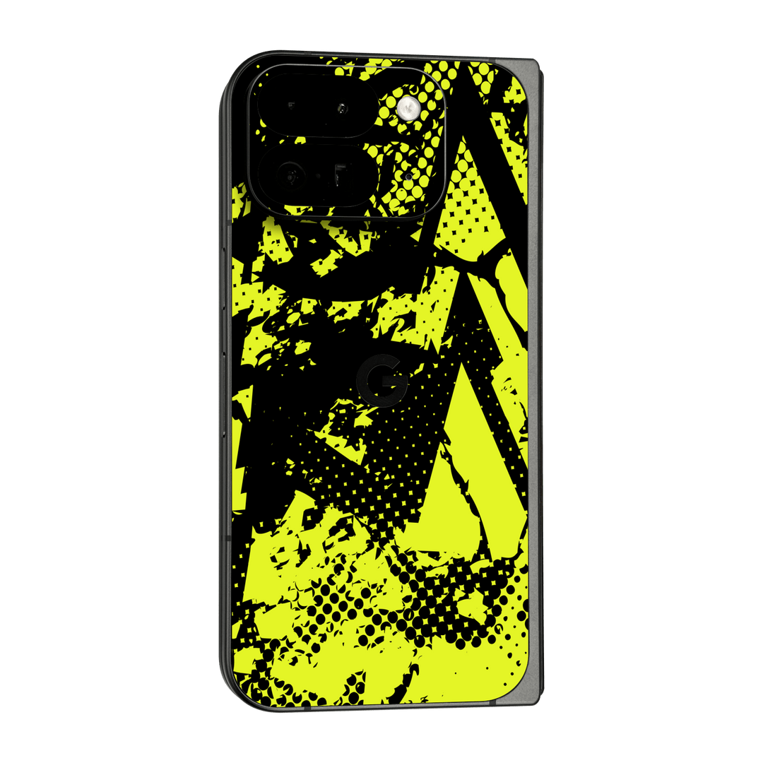 Google Pixel 9 Pro FOLD Print Printed Custom SIGNATURE Grunge Yellow Green Trace Skin Wrap Sticker Decal Cover Protector by QSKINZ | QSKINZ.COM