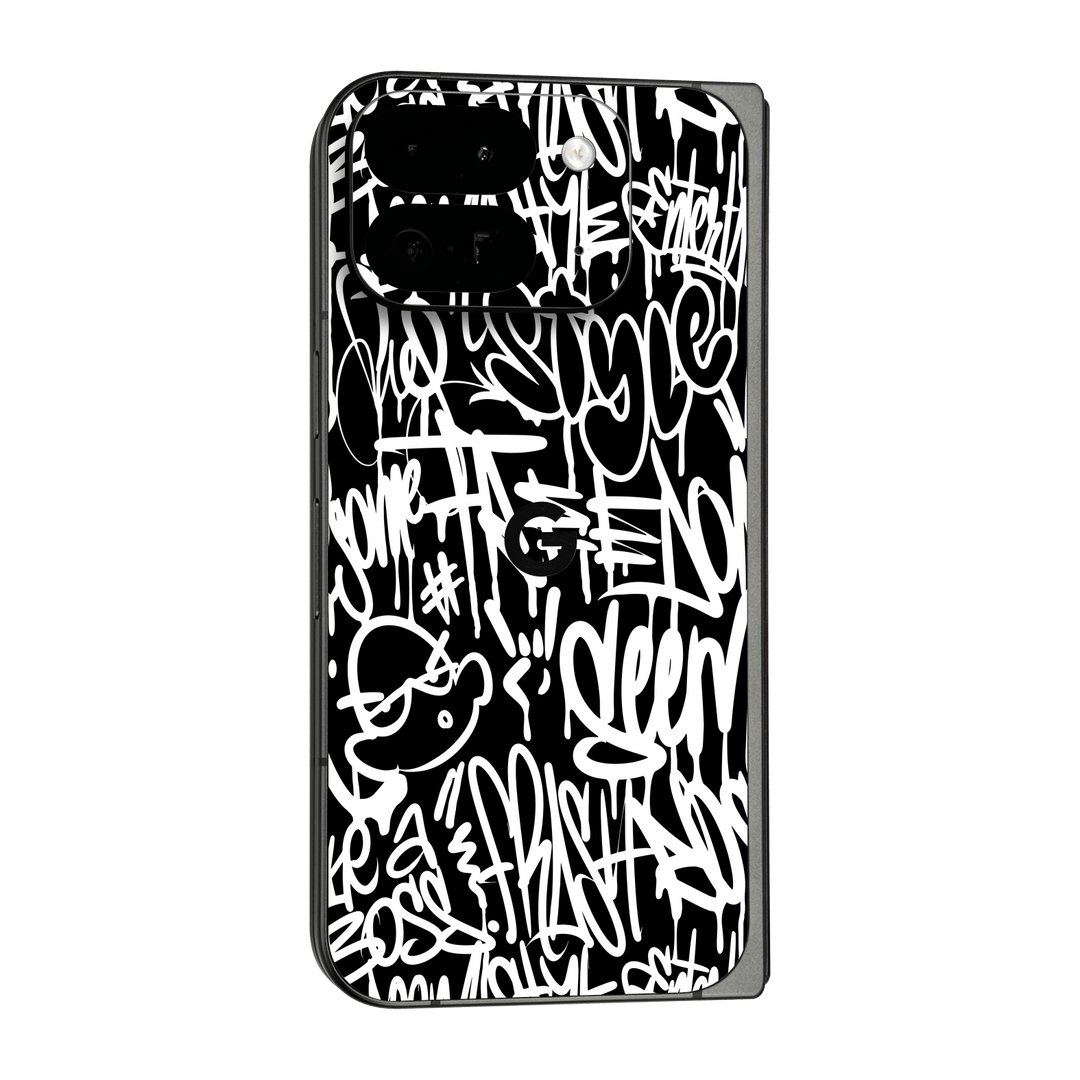 Google Pixel 9 Pro FOLD Print Printed Custom SIGNATURE Monochrome Black and WhiteGraffiti Skin Wrap Sticker Decal Cover Protector by QSKINZ | qskinz.com