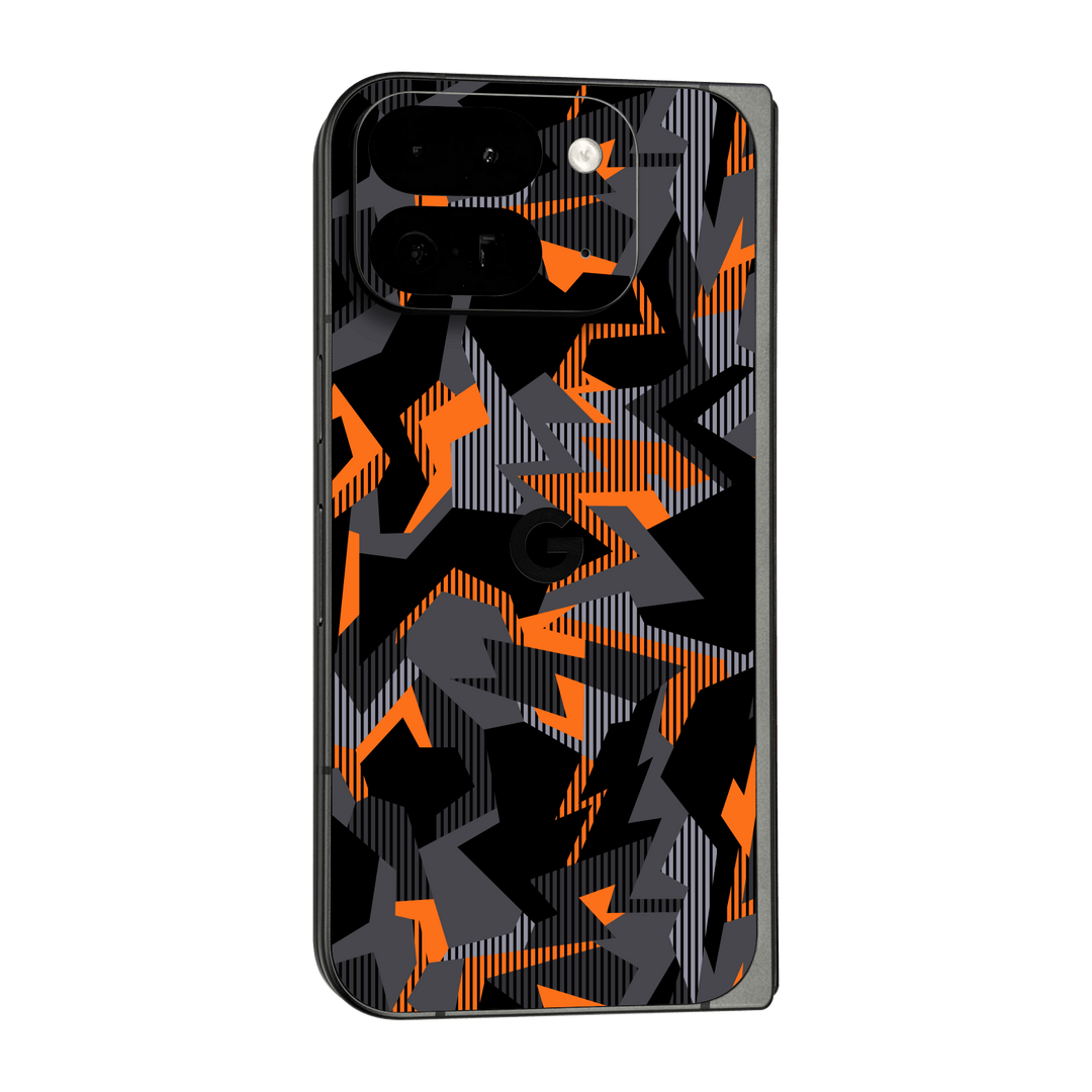 Google Pixel 9 Pro FOLD Print Printed Custom SIGNATURE Sharp-Edged Orange Camo Camouflage Skin Wrap Sticker Decal Cover Protector by QSKINZ | qskinz.com