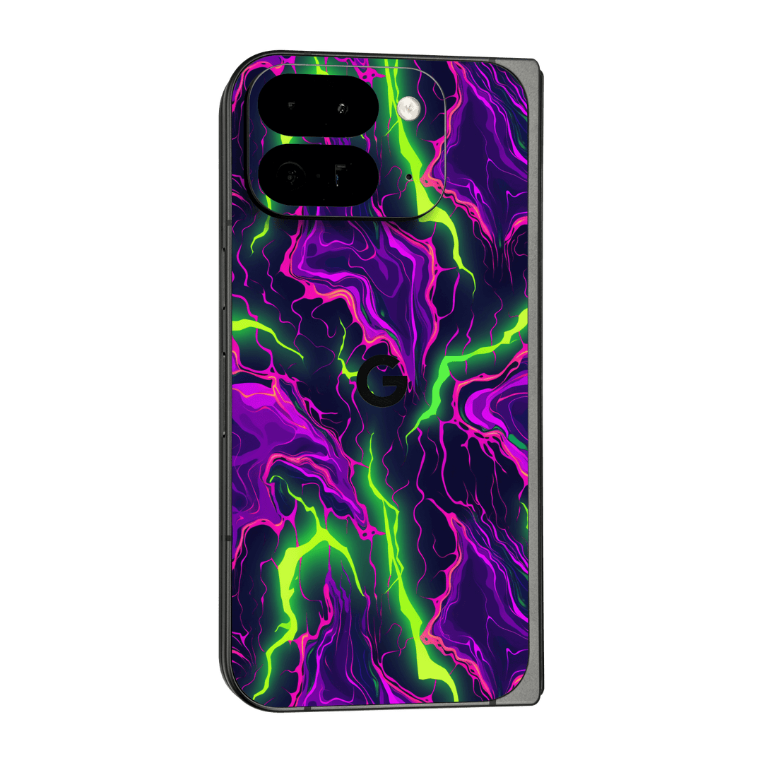 Google Pixel 9 Pro FOLD Print Printed Custom SIGNATURE Twisterra Twist Neon Purple Yellow Green Anime Skin Wrap Sticker Decal Cover Protector by QSKINZ | QSKINZ.COM