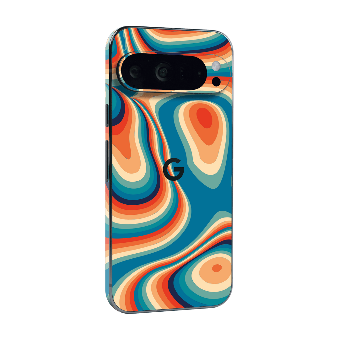 Google Pixel 9 Pro XL Print Printed Custom SIGNATURE Swirltro Swirl Retro 70s 80s Warm Colours Skin Wrap Sticker Decal Cover Protector by QSKINZ | QSKINZ.COM