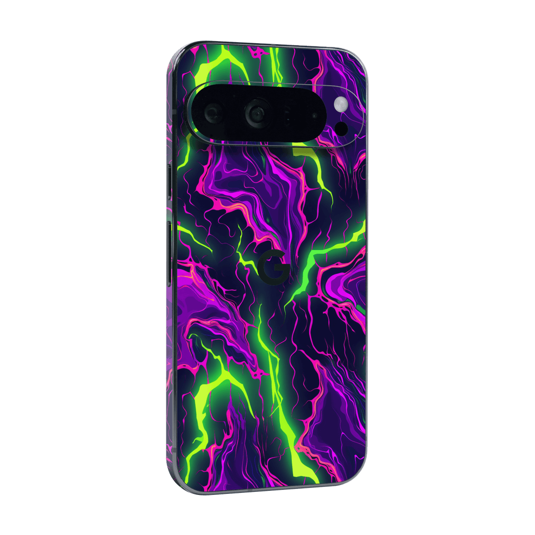 Google Pixel 9 Pro XL Print Printed Custom SIGNATURE Twisterra Twist Neon Purple Yellow Green Anime Skin Wrap Sticker Decal Cover Protector by QSKINZ | QSKINZ.COM