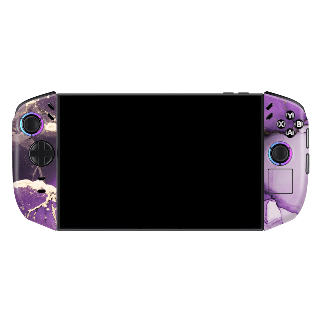 Lenovo Legion GO 2 Print Printed Custom SIGNATURE AGATE GEODE Purple-Gold Skin Wrap Sticker Decal Cover Protector by QSKINZ | qskinz.com
