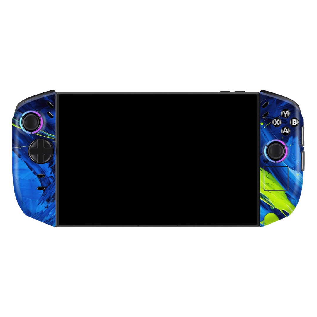 Lenovo Legion GO 2 Print Printed Custom SIGNATURE Glowquatic Neon Yellow Green Blue Skin Wrap Sticker Decal Cover Protector by QSKINZ | QSKINZ.COM