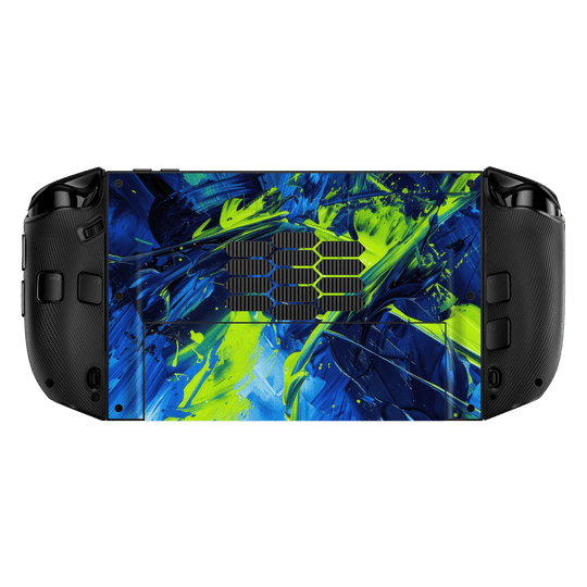 Lenovo Legion GO 2 Print Printed Custom SIGNATURE Glowquatic Neon Yellow Green Blue Skin Wrap Sticker Decal Cover Protector by QSKINZ | QSKINZ.COM back