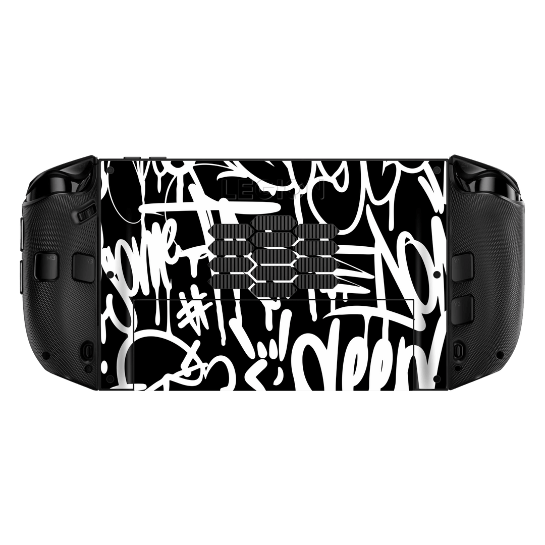 Lenovo Legion GO 2 Print Printed Custom SIGNATURE Monochrome Black and WhiteGraffiti Skin Wrap Sticker Decal Cover Protector by QSKINZ | qskinz.com back