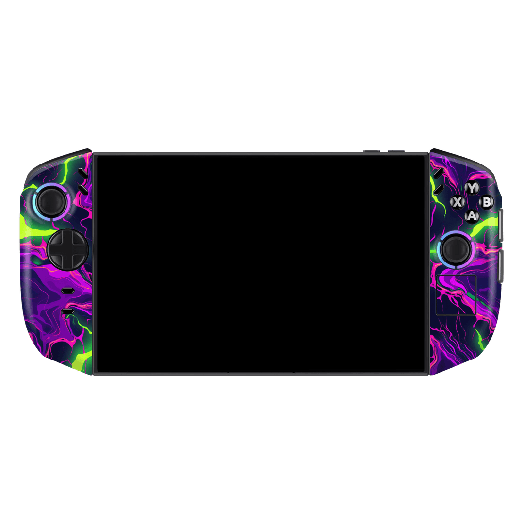 Lenovo Legion GO 2 Print Printed Custom SIGNATURE Twisterra Twist Neon Purple Yellow Green Anime Skin Wrap Sticker Decal Cover Protector by QSKINZ | QSKINZ.COM