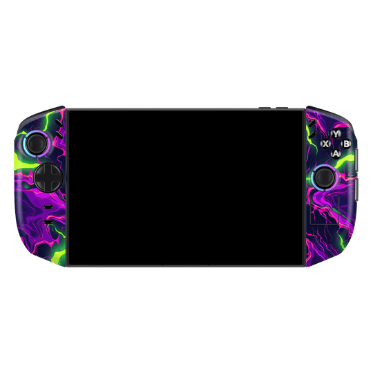Lenovo Legion GO 2 Print Printed Custom SIGNATURE Twisterra Twist Neon Purple Yellow Green Anime Skin Wrap Sticker Decal Cover Protector by QSKINZ | QSKINZ.COM