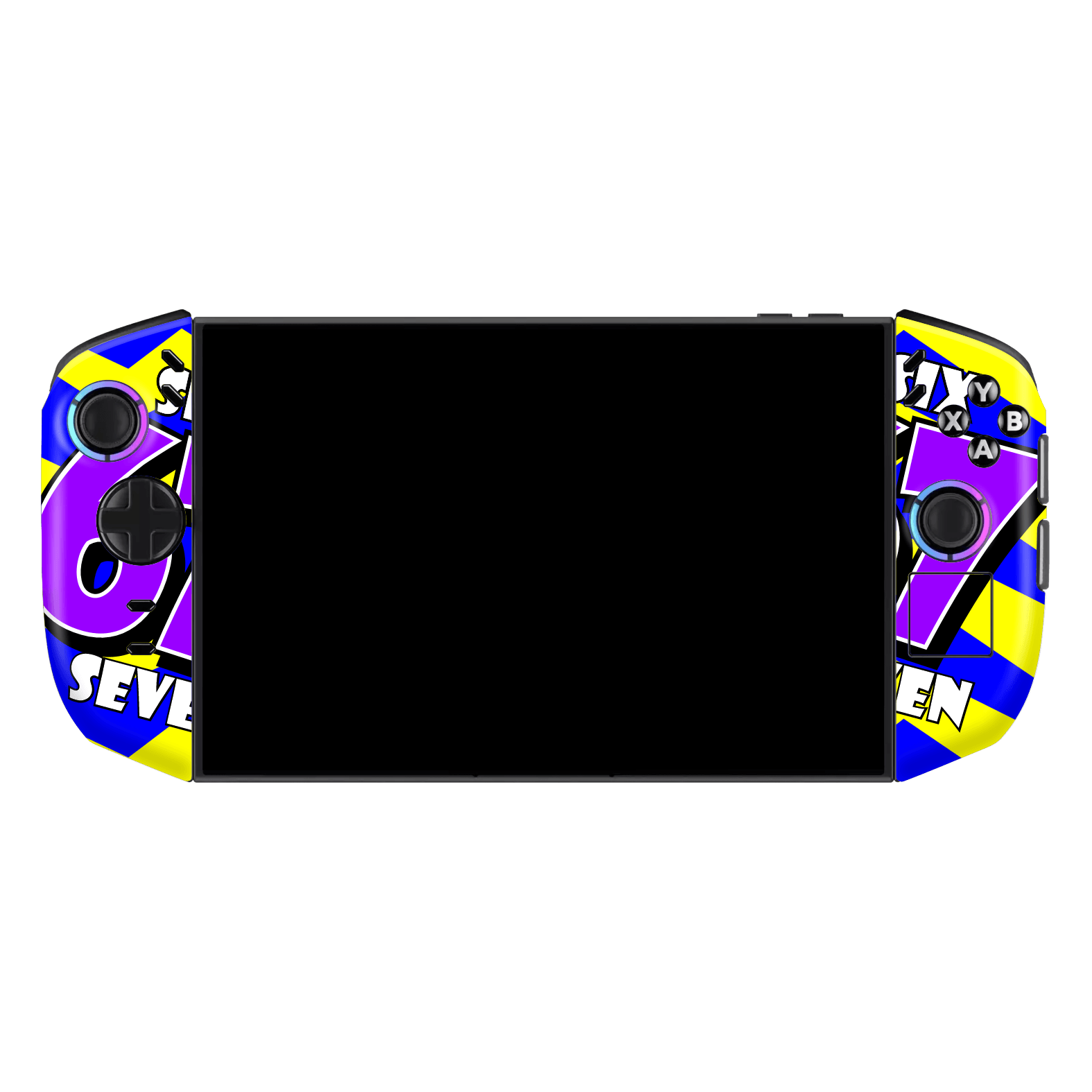 Lenovo Legion GO 2 Printed Custom SIGNATURE “6-7 Flash” Bold Blue & Yellow Pop Art Typography Skin Wrap Sticker Decal Cover Protector by QSKINZ | QSKINZ.COM
