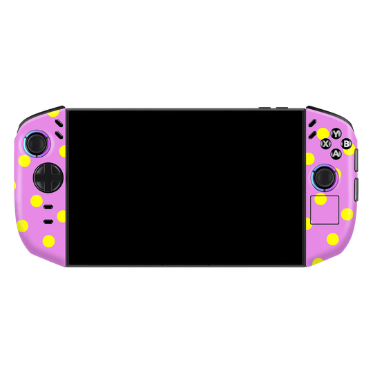 Lenovo Legion GO 2 Printed Custom SIGNATURE “Candy Polka Dot” Playful Pink & Yellow Polka Dot Skin Wrap Sticker Decal Cover Protector by QSKINZ | QSKINZ.COM