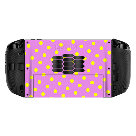 Lenovo Legion GO 2 Printed Custom SIGNATURE “Candy Polka Dot” Playful Pink & Yellow Polka Dot Skin Wrap Sticker Decal Cover Protector by QSKINZ | QSKINZ.COM back