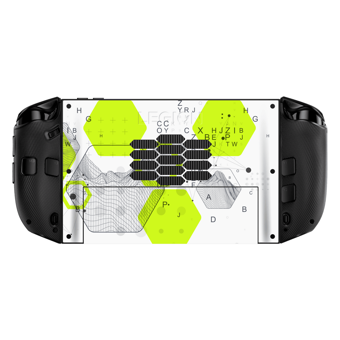 Lenovo Legion GO 2 Printed Custom SIGNATURE “Neural Realm” AI Science Green & White Skin Wrap Sticker Decal Cover Protector by QSKINZ | QSKINZ.COM back